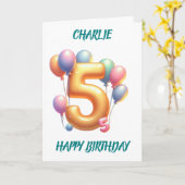 第5誕生日風船ハッピーバースデー カード (黄色い花)