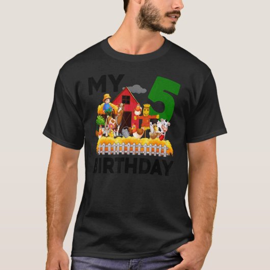 第5誕生日馬牛豚チキン農家ファーム Tシャツ (正面)