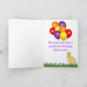 第5誕生日黄色いアヒルカラフルバルーン カード (内部)