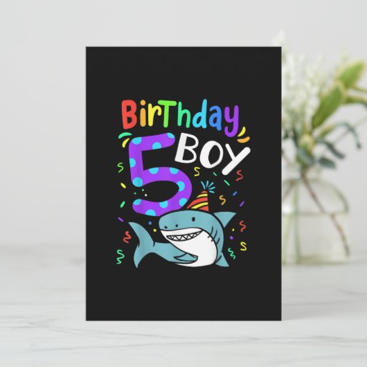 第5誕生日5歳サメの贈り物 シーズンカード (スタンド正面)