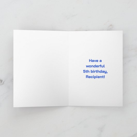 第5誕生日:おもしろいレインボー#,名前をカスタムする&写真 カード (内部)