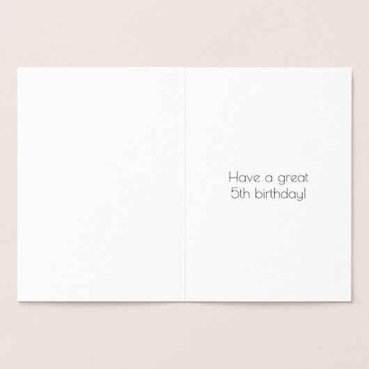 第5誕生日~アールデコスタイル「5」および名前をカスタムする 箔カード (内部)