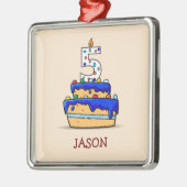 第5誕生日、第5スイートブルーケーキ メタルオーナメント (左)