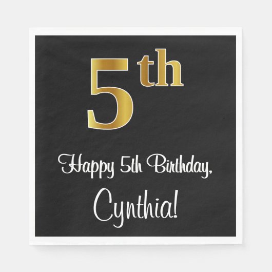 第5誕生日～豪華エレガントなフェイク金ゴールドルック# スタンダードランチョンナプキン (正面)