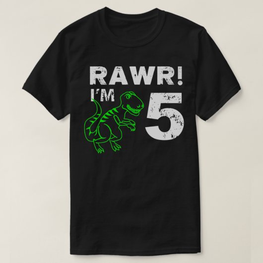 第5誕生日Rawr Im 5歳の恐竜 Tシャツ (デザイン正面)