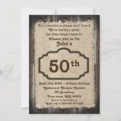 第50の誕生日の人、パーティー人、年齢、素朴な木 招待状 (正面)