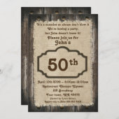 第50の誕生日の人、パーティー人、年齢、素朴な木 招待状 (正面/裏面)