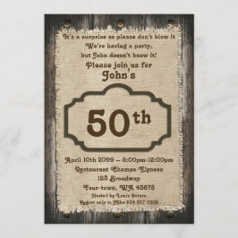 第50の誕生日の人、パーティー人、年齢、素朴な木 招待状