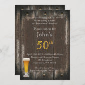 第50の誕生日の人、パーティー人、年齢、素朴な木 招待状 (正面/裏面)