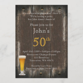 第50の誕生日の人、パーティー人、年齢、素朴な木 招待状