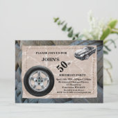 第50の誕生日の人、年齢、スポーツ・カー、タイヤ 招待状 (スタンド正面)