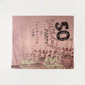 第50バラ金ゴールドグリッター誕生日 タペストリー (正面(横))