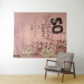 第50バラ金ゴールドグリッター誕生日 タペストリー (インサイチュ(横))