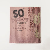 第50バラ金ゴールドグリッター誕生日 タペストリー (正面)