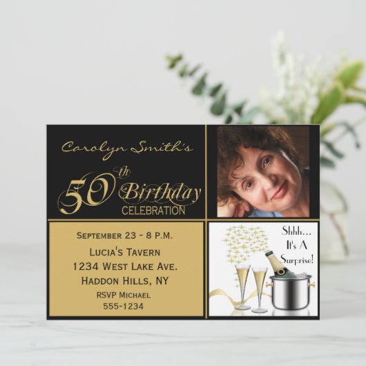 第50バースデーパーティ招待状を驚かして下さい 招待状 (スタンド正面)