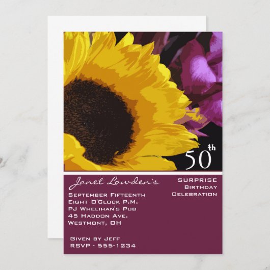 第50バースデーパーティ招待状を驚かして下さい 招待状 (正面/裏面)