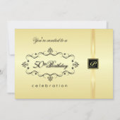 第50バースデーパーティ招待状-シャンペンの金ゴールド 招待状 (裏面)