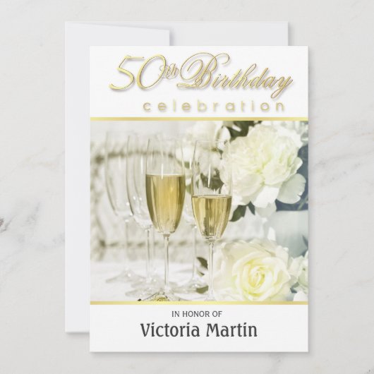 第50バースデーパーティ招待状-彼女のため 招待状 (正面)