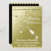 第50バースデーパーティ招待状-金ゴールド 招待状 (正面/裏面)