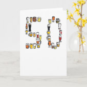 第50バースデー・カード、ビールカード カード (黄色い花)