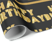 第50パーソナライズされた誕生日金ゴールド包装紙 ラッピングペーパー (ロールコーナー)