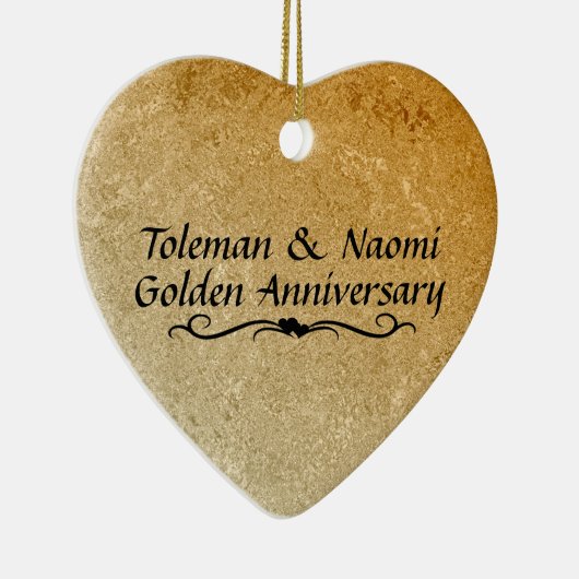第50パーソナライズな金結婚記念日| セラミックオーナメント (右)