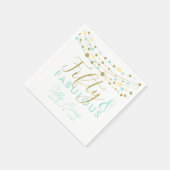 第50パーティー紙ナプキン装飾品、グリッターティール（緑がかった色） スタンダードカクテルナプキン (角)