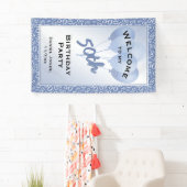 第50パーティー青か白い数パターンを歓迎して下さい 横断幕 (インサイチュ)