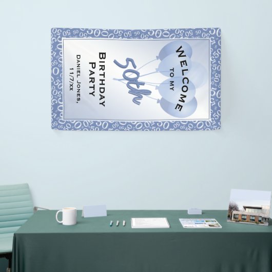 第50パーティー青か白い数パターンを歓迎して下さい 横断幕 (トレードショー)
