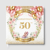 第50ファンシー誕生日ボホフラワー付きゲストブック ゲストブック (正面)
