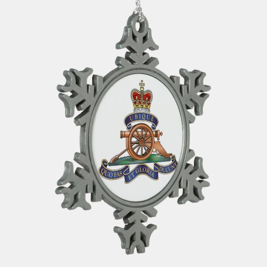 第50ミサイルの連隊の王室のなミサイル発射機のクリスマス スノーフレークピューターオーナメント (左)