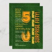 第50モダンな誕生日の緑および金ゴールドC831を驚かして下さい 招待状 (正面/裏面)