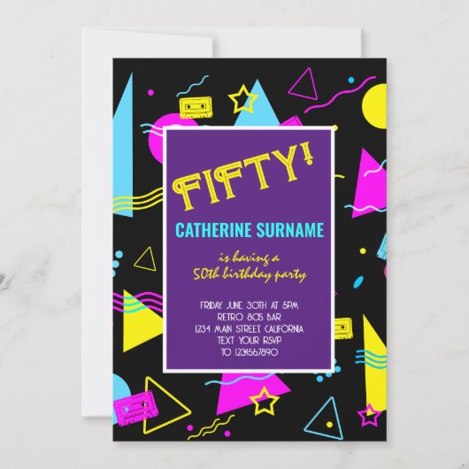 第50レトロカラフル誕生祝い 招待状 (正面)