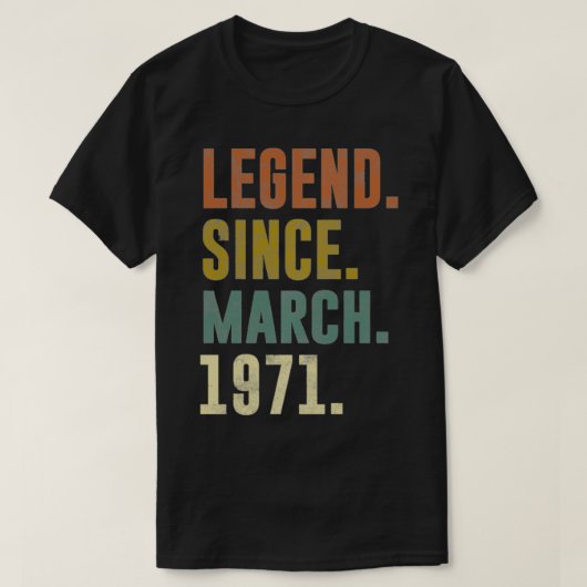 第50レトロ誕生日ヴィンテージ伝説1971プル以来 Tシャツ (デザイン正面)