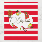 第50レモンボイタリアンタニカルレッドホワイトストライプ ワインラベル (シングルラベル)