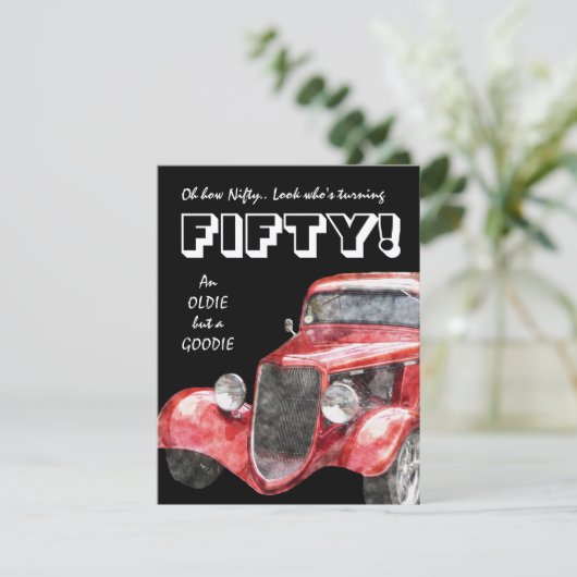 第50ヴィンテージの自動車整備士のための誕生会 招待状 (スタンド正面)