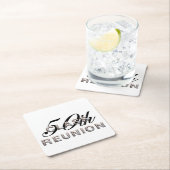 第50同窓会をティーにのせて下さい スクエアペーパーコースター (インサイチュ)