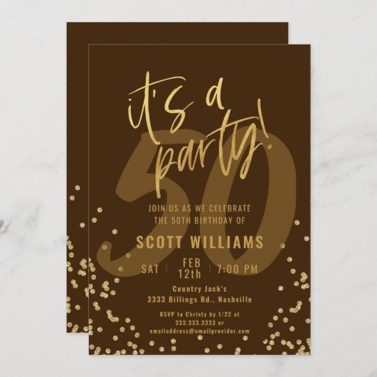 第50回おもしろいダークタンと金ゴールド誕生会 招待状 (正面/裏面)