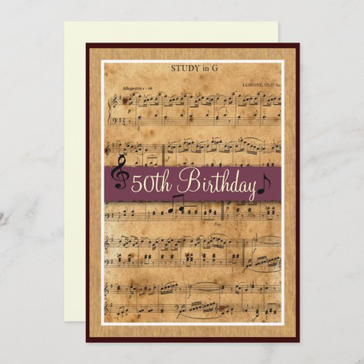 第50回の誕生日パーティーへの招待をカスタマイズ 招待状 (正面/裏面)