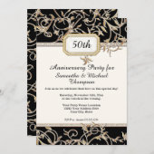 第50回アールヌーボーブラックn金ゴールド記念日 招待状 (正面/裏面)