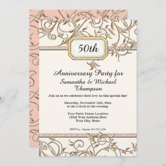 第50回アールヌーボー金ゴールドパープル記念日 招待状 (正面/裏面)