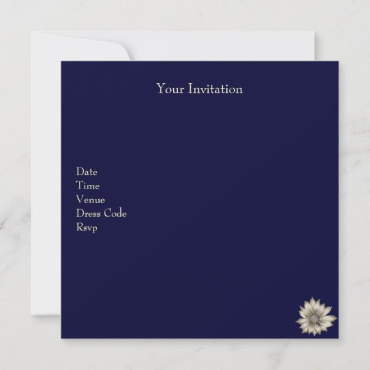 第50回エレガントネイビーブルーベージュ花誕生会 招待状 (裏面)