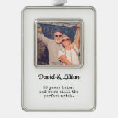 第50回カップル記念フォトキープサケ シルバープレートフレームオーナメント (正面)