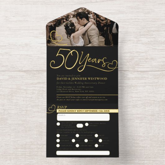 第50回ゴールデン結婚ズ記念食RSVP写真 オールインワン招待状 (内側)