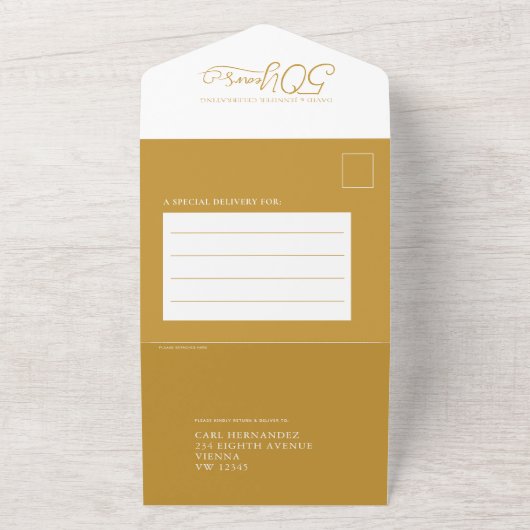 第50回ゴールデン結婚ズ記念食RSVP写真 オールインワン招待状 (外側)