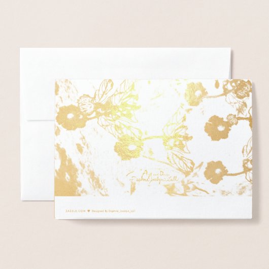 第50回ゴールドフォイル結婚のフローラカー空白のド 箔カード (裏面封筒付き)