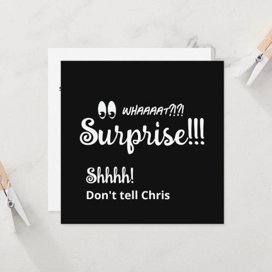 第50回サプライズバースデーパーティーおもしろい白黒 招待状 (正面/裏面インサイチュ)