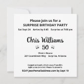 第50回サプライズバースデーパーティーおもしろい白黒 招待状 (裏面)