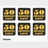 第50回サプライズ誕生日ウィーブラック金ゴールドパターン スクエアシール (シート)