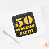 第50回サプライズ誕生日ウィーブラック金ゴールドパターン スクエアシール (封筒)